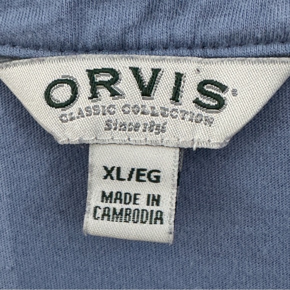 Orvis Anna Crochet Lace Yoke Split V Cap Sleeve Top XL Dusty Blue - Picture 3 of 6